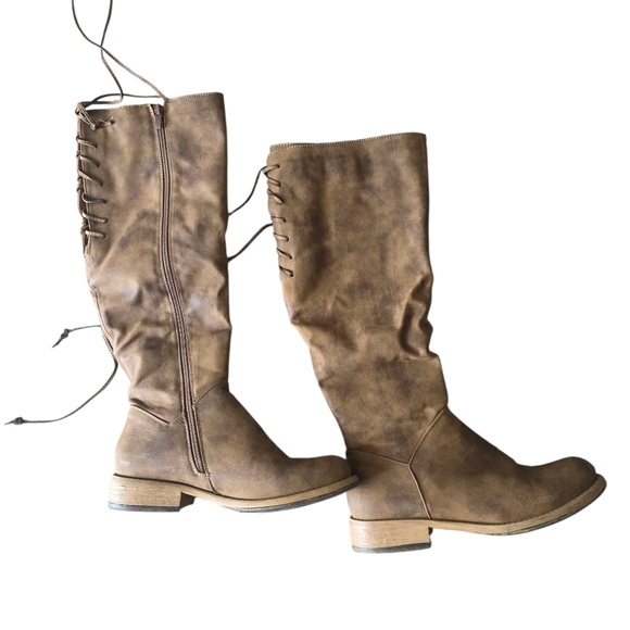 Corkys Tan Lace-Up Knee-High Boots - Picture 2 of 3